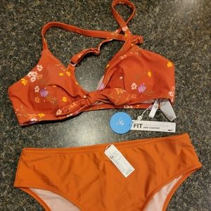 Cupshe orange/flowered bikini set. New